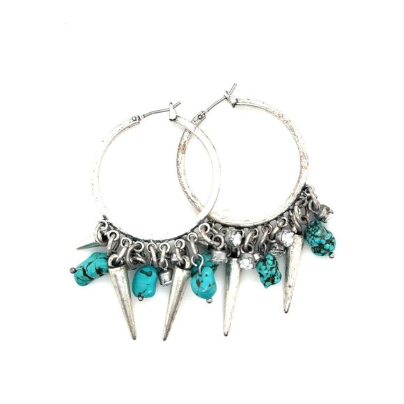 Turquoise & Spikes Earrings - Picture 1 of 7